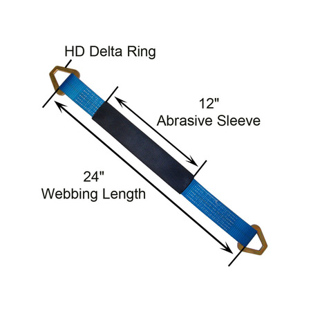 Tie 4 Safe 2" x 24" Axle Straps w/ Sleeve & D Rings
 WLL: 3, 333 lbs.
 , PK12 RT41A-24M18-BU-C-12